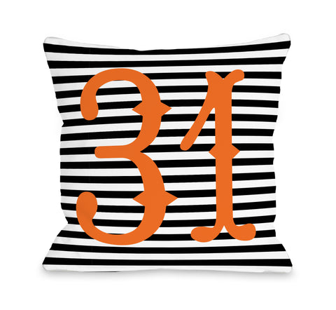 31st of October - Black White Orange Throw Pillow by OBC 18 X 18