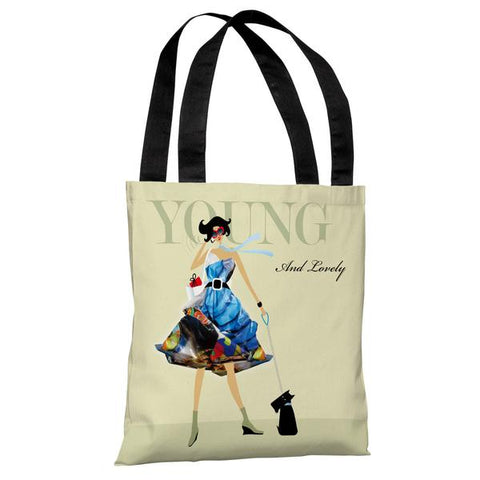 Young and Lovely - Green Multi Tote Bag by Dominique Vari