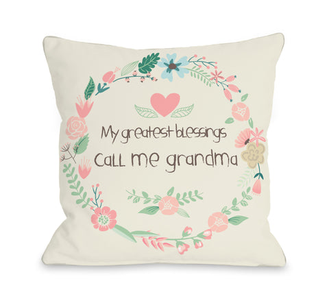 Greatest Blessings - Cream Multi Throw Pillow by OBC 18 X 18