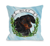 Personalized Timree Doxie - Blue Multi Throw Pillow by Timree 18 X 18