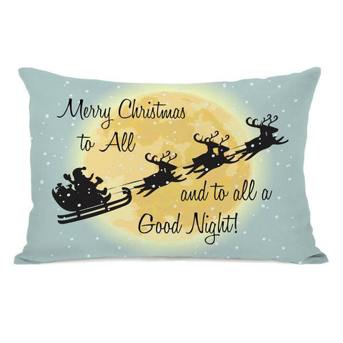 Merry Christmas To All - Blue Throw Pillow by OBC