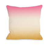 Addy - Pink Cream Gold Throw Pillow by OBC 18 X 18