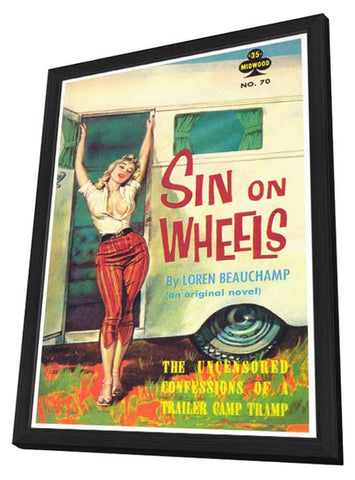 Sin on Wheels 11 x 17 Retro Book Cover Poster - in Deluxe Aluminum Frame