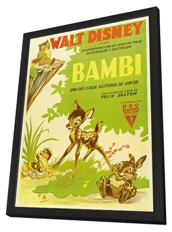 Bambi 11 x 17 Movie Poster - Argentine Style A - in Deluxe Wood Frame