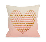 Ombriangle Heart - Pink Gold Throw Pillow by OBC 18 X 18