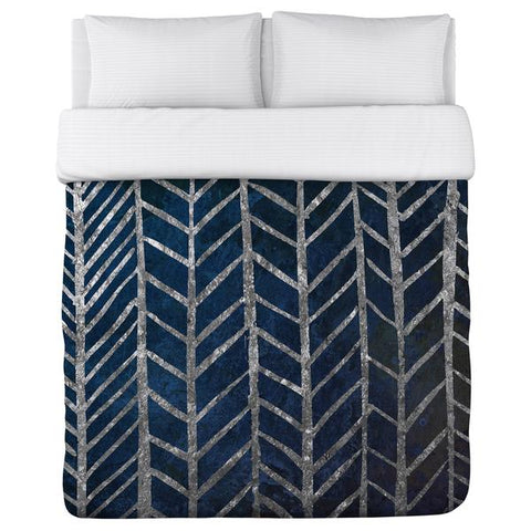 Silver Ladders - Navy Silver Lightweight Duvet by OBC