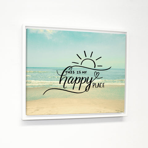 My Happy Place Beach - Multi White Floating Frame by OBC 11 X 14