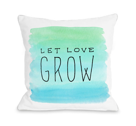 Let Love Grow - White Blue Throw Pillow by OBC 18 X 18