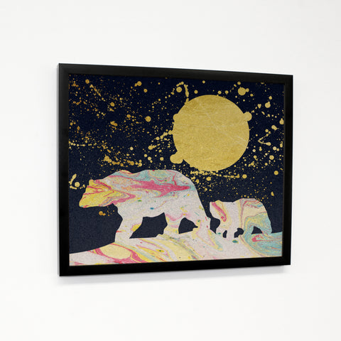 Moon Bear - Multi - Black Canvas Image Box by OBC 11 X 14