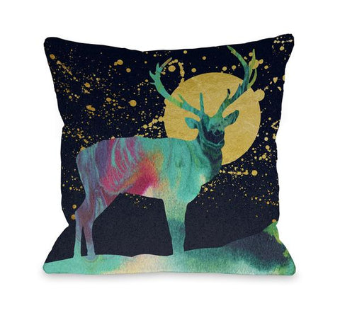 Moon Deer - Multi Throw Pillow by OBC