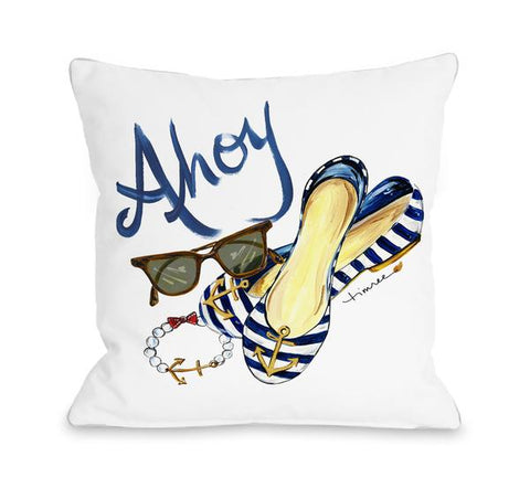 Ahoy Shoes - Multi Throw Pillow by Timree Gold