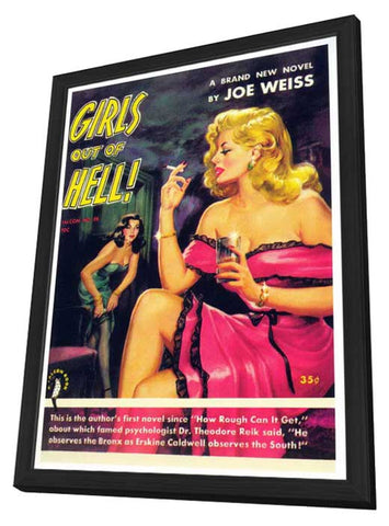 Girls Out of Hell 11 x 17 Retro Book Cover Poster - in Deluxe Aluminum Frame