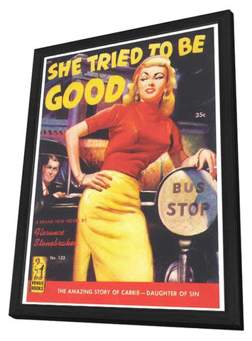 She Tried to be Good 11 x 17 Retro Book Cover Poster - in Deluxe Wood Frame