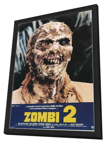 Zombi 2 11 x 17 Movie Poster - Italian Style A - in Deluxe Wood Frame