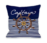 Captain Wheel - Navy Throw Pillow by Timree Gold