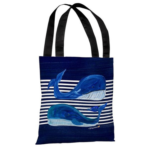 Whale Buddies - Navy Tote Bag by Timree Gold