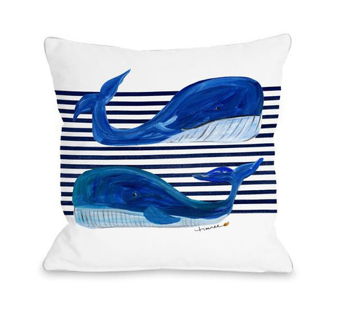 Whale Buddies - White Throw Pillow by Timree Gold
