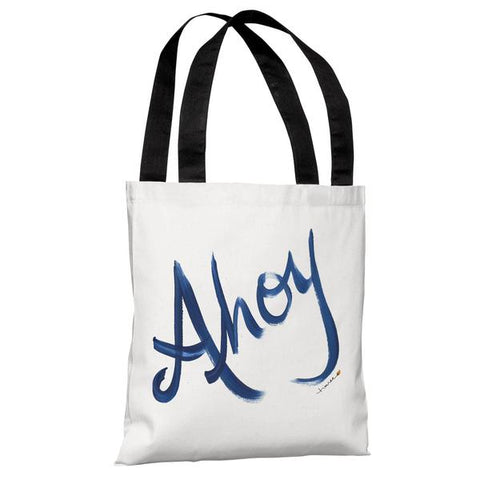 Ahoy - Sailor's Greeting - White Navy Tote Bag by Timree Gold