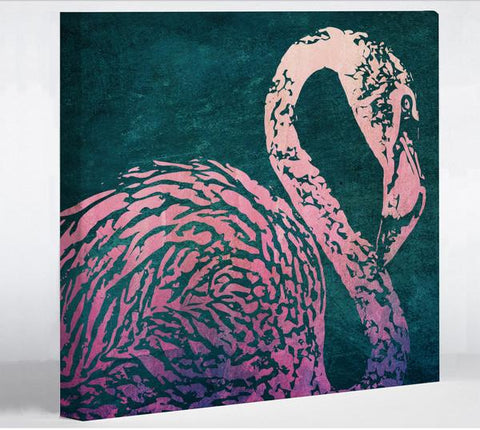 Adia - Dark Teal Pink Canvas Wall Decor by
