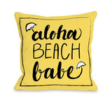 Aloha Beach Babe - Yellow Black Throw Pillow by