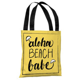 Aloha Beach Babe - Yellow Black Tote Bag by