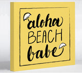 Aloha Beach Babe - Yellow Black Canvas Wall Decor by