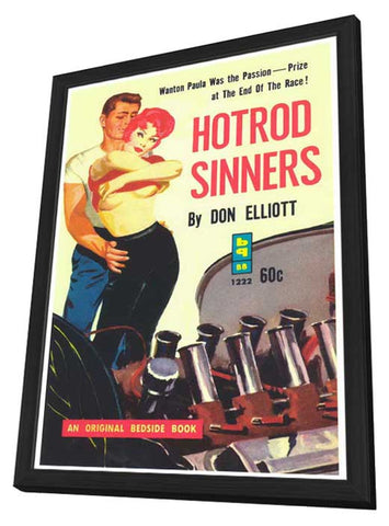 Hot Rod Sinners 11 x 17 Retro Book Cover Poster - in Deluxe Aluminum Frame