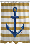 Anchor Stripes Gold - Multi Shower Curtain by Timree Gold