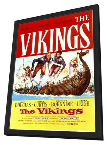 The Vikings 11 x 17 Movie Poster - Style A - in Deluxe Wood Frame