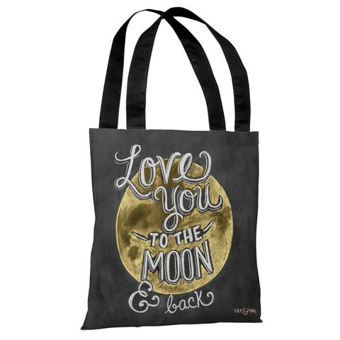 Moon and Back - Gray Multi Tote Bag by Lily & Val