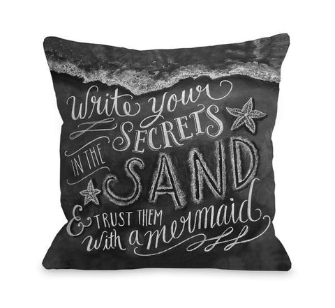 Secrets in the Sand - Gray White Throw Pillow by Lily & Val