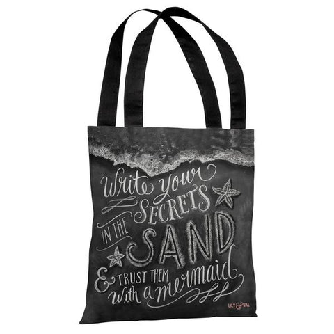 Secrets in the Sand - Gray White Tote Bag by Lily & Val