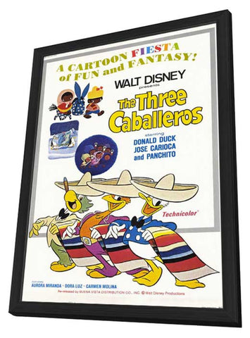 The Three Caballeros 27 x 40 Movie Poster - Style A - in Deluxe Wood Frame
