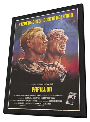 Papillon 11 x 17 Poster - Foreign - Style A - in Deluxe Aluminum Frame