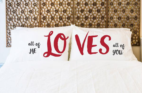 All Of Me Loves All Of You - Red Black Set of Two Pillow Case by