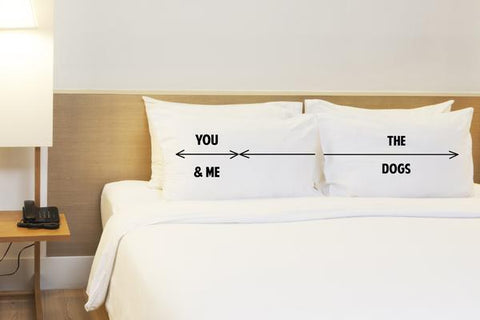 You & Me and The Dogs Space - Black Set of Two Pillow Case by