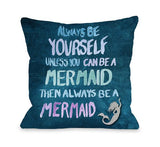 Be A Mermaid - Navy Multi Throw Pillow by