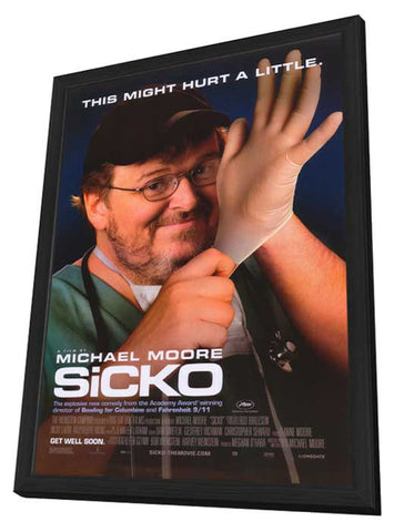 Sicko 11 x 17 Movie Poster - Style A - in Deluxe Aluminum Frame