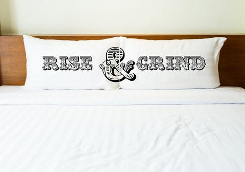 Rise and Grind 2 - Black Set of Two Pillow Case by