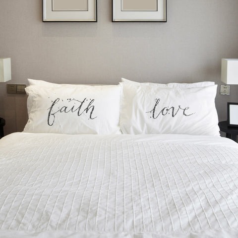 Faith & Love - Gray Set of 2 Pillow Case by OBC 20 X 30