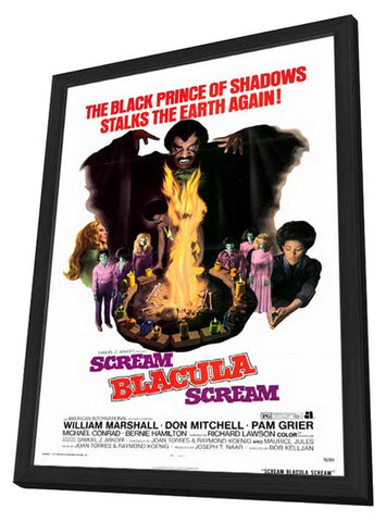Scream Blacula Scream 11 x 17 Movie Poster - Style A - in Deluxe Wood Frame