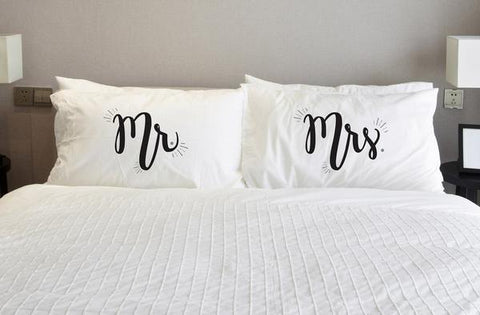 Mister Misses - Black Set of Two Pillow Case by