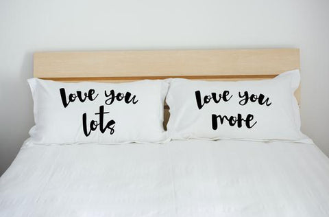 Love You Lots - Black Set of Two Pillow Case by