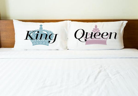 King Queen - Dusty Blue Rose Set of Two Pillow Case by