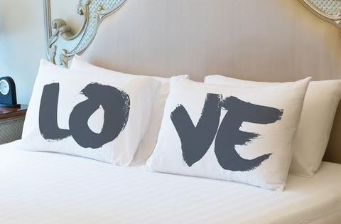 Love Paintbrush - Stormy Gray Set of Two Pillow Case by