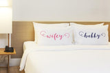 Wifey Hubby - Pink Navy Set of Two Pillow Case by