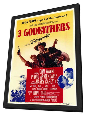 3 Godfathers 11 x 17 Movie Poster - Style A - in Deluxe Wood Frame