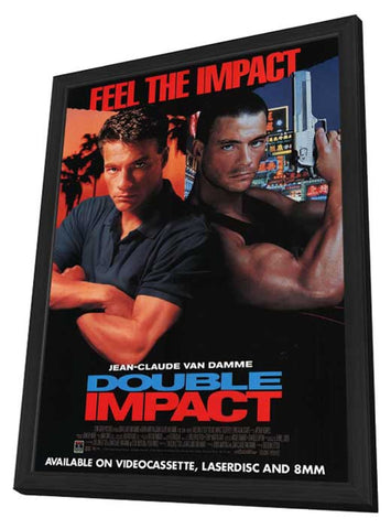 Double Impact 11 x 17 Movie Poster - Style B - in Deluxe Aluminum Frame