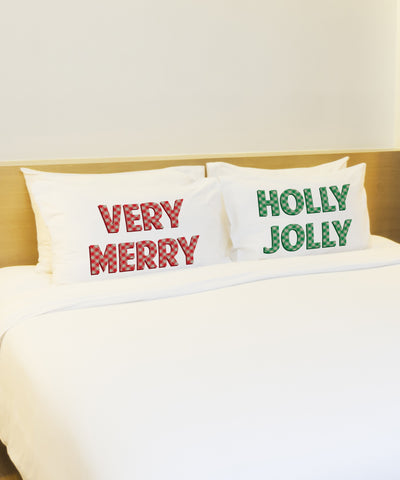 Very Merry Holly Jolly Plaid - Red Green Set of 2 Pillow Case by OBC 20 X 30