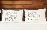 Love Is Patient - Neutral Set of 2 Pillow Case by
